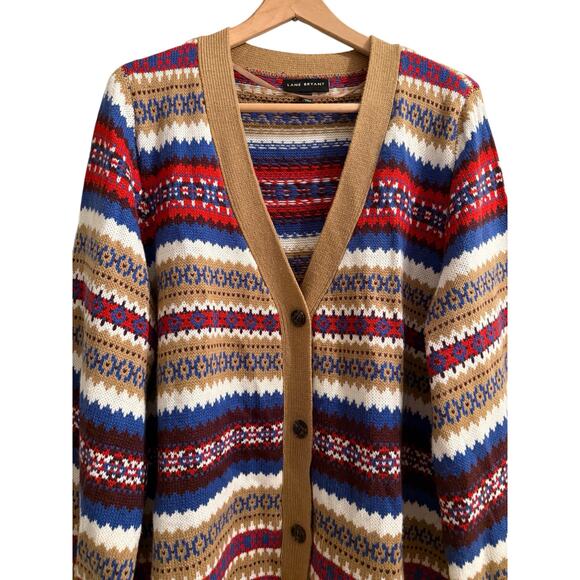 Lane Bryant Fair Isle Cardigan Button Up Sweater 22/24 Acrylic Academia Cozy - Picture 7 of 9
